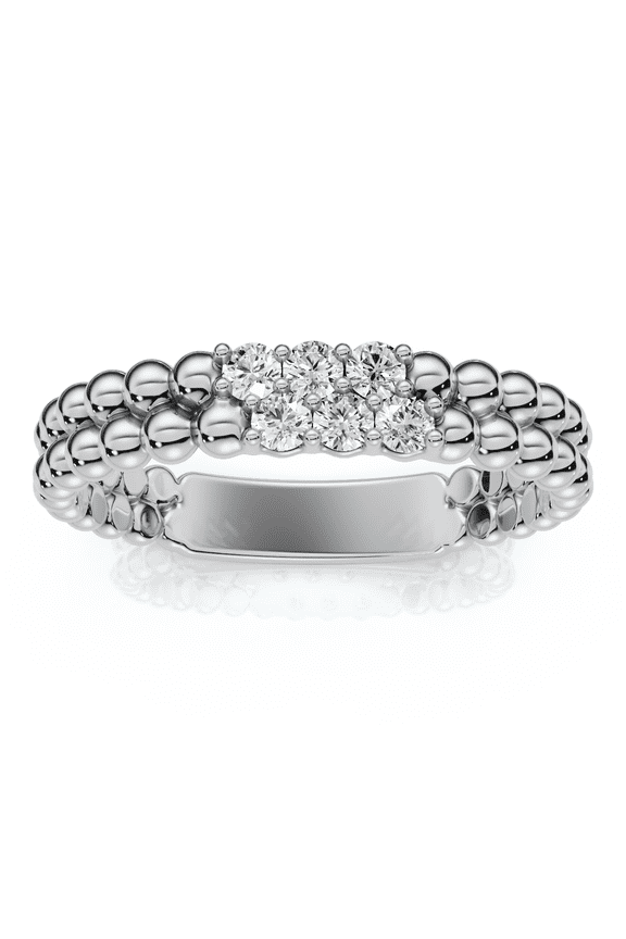 Pompeii Two Row Beaded Diamond Stackable Ring 14k Gold or Platinum Lab Grown (E/F,VS1-VS2)