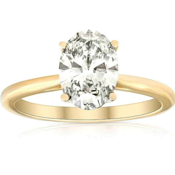 Pompeii VS 1 3/4Ct Solitaire Oval Diamond 14k Yellow Gold Engagement Ring Lab Grown