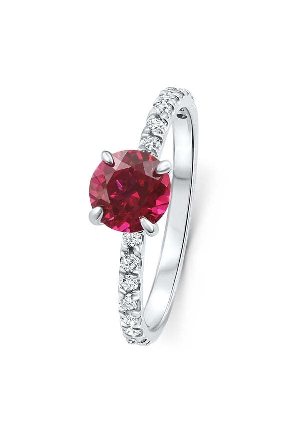 Pompeii VS 1Ct Round Ruby Diamond Ring 10k Gold Lab Grown (G/H,VS2-SI1)