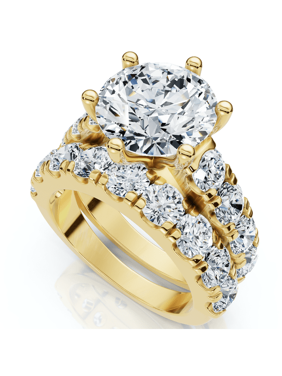 Pompeii VS 6 Ct Diamond Engagement Wedding Ring Set in 10k Yellow Gold Lab Grown