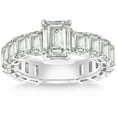 thumbnail image 1 of Pompeii VS 7 1/2Ct Emerald Cut Diamond Engagement Ring 3/4 Eternity 14k Gold Lab Grown, 1 of 6