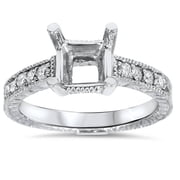 Pompeii White Gold 1/4ct Princess Cut Diamond Hand Engraved Engagement G/H,I2