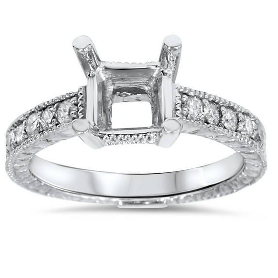 Pompeii White Gold 1/4ct Princess Cut Diamond Hand Engraved Engagement (G/H,I2)