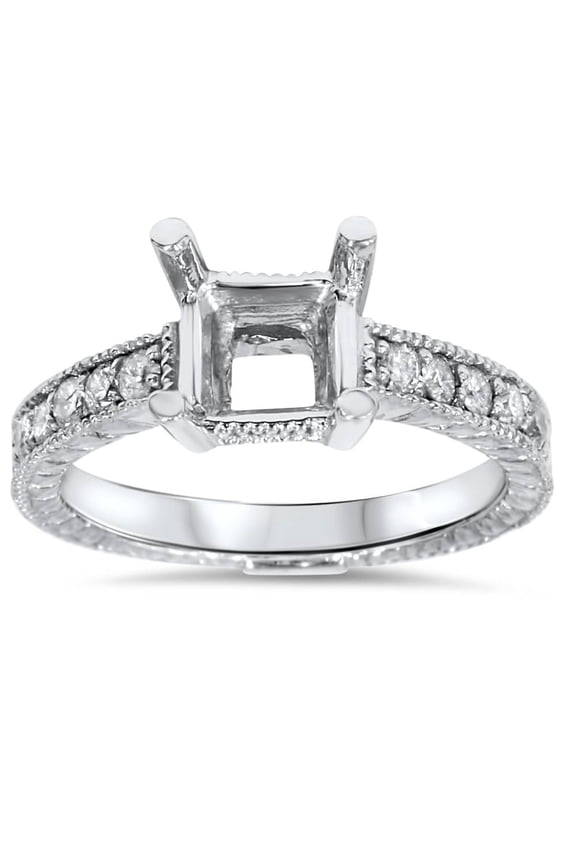 Pompeii White Gold 1/4ct Princess Cut Diamond Hand Engraved Engagement (G/H,I2)