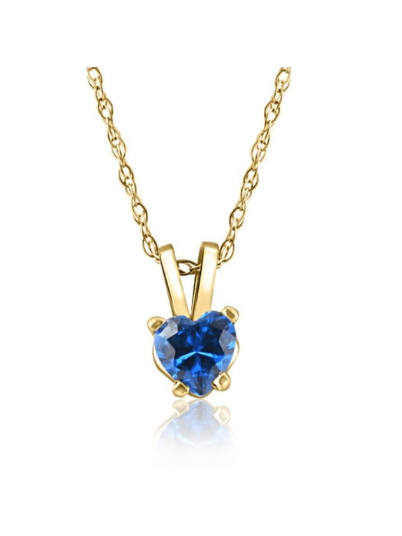 Pompeii Women's 1/2ct Blue Heart Shape Sapphire Pendent Yellow Gold 18" Chain Necklace (,)
