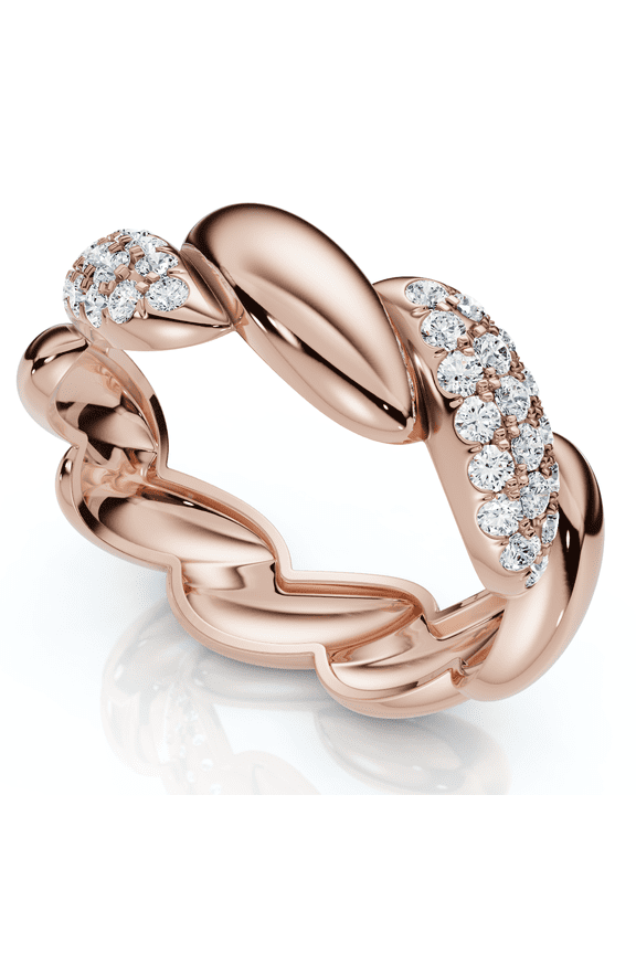 Pompeii Women's Stackable Diamond Rope Anniversary Ring 14k Gold or Platinum Lab Grown