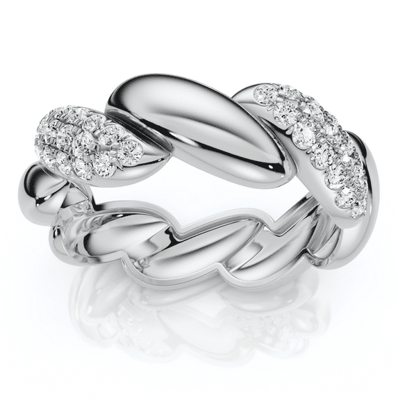 Pompeii Women's Stackable Diamond Rope Anniversary Ring 14k Gold or Platinum Lab Grown
