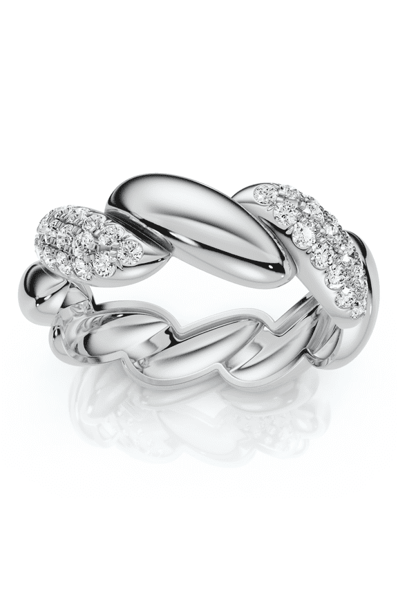 Pompeii Women's Stackable Diamond Rope Anniversary Ring 14k Gold or Platinum Lab Grown