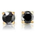 thumbnail image 1 of Pompeii Yellow Gold 1/4ct Round Cut Black Diamond Studs (Black,AAA), 1 of 2