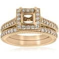 thumbnail image 1 of Pompeii Yellow Gold Princess Cut Diamond Princess Cut Halo Engagement Ring Semi Mount, 1 of 3