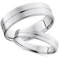 thumbnail image 1 of Pompeii3 14k White Gold Matching Brushed Wedding Ring Band Set, 1 of 5