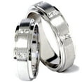thumbnail image 1 of Pompeii3 His Hers Brushed Diamond Wedding Ring White Gold Set, 1 of 3