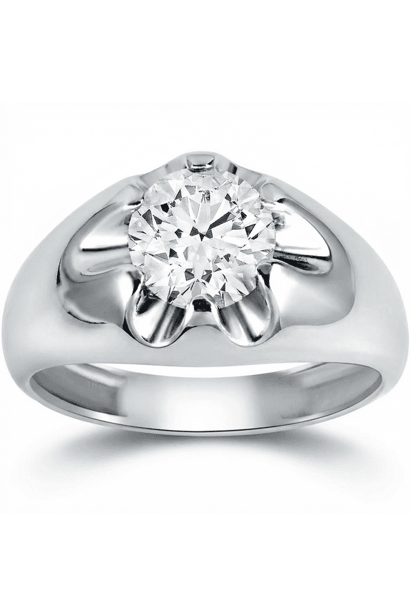 Pompeii Mens 1 1/2ct Diamond Solitaire Belcher Wedding Ring 14k Gold Lab Grown (FG,VS)