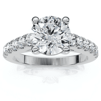 Pompeii 1 1/2 ct Diamond Solitaire With Accents Round Engagement Ring 14k White Gold