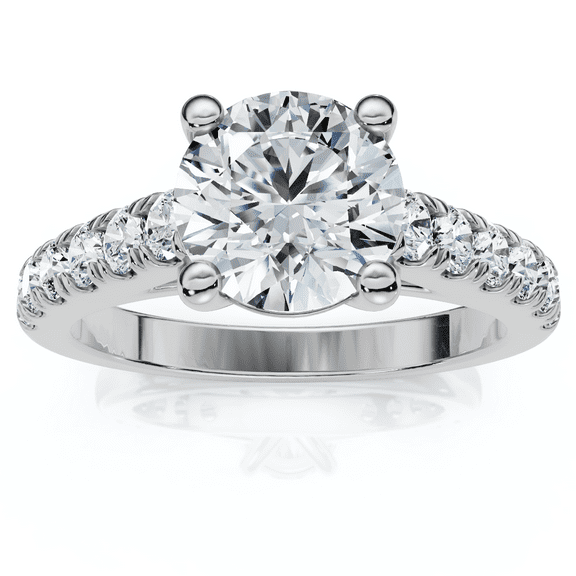 Pompeii 1 1/2 ct Diamond Solitaire With Accents Round Engagement Ring 14k White Gold
