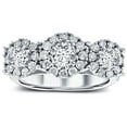 thumbnail image 1 of Pompeii3 1 1/2Ct Diamond Three Stone Halo Pave Engagement Ring White Gold Lab Grown, 1 of 3