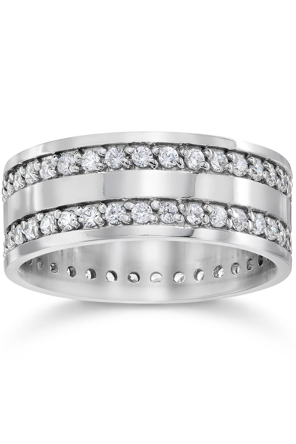 Pompeii 1 1/2ct Double Row Diamond Eternity Ring 14K White Gold (G/H,I1-I2)