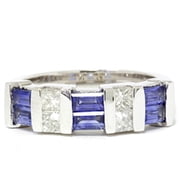 Pompeii 1 1/2ct Princess Cut Diamond & Blue Sapphire 14K White Gold Ring G/H,I1