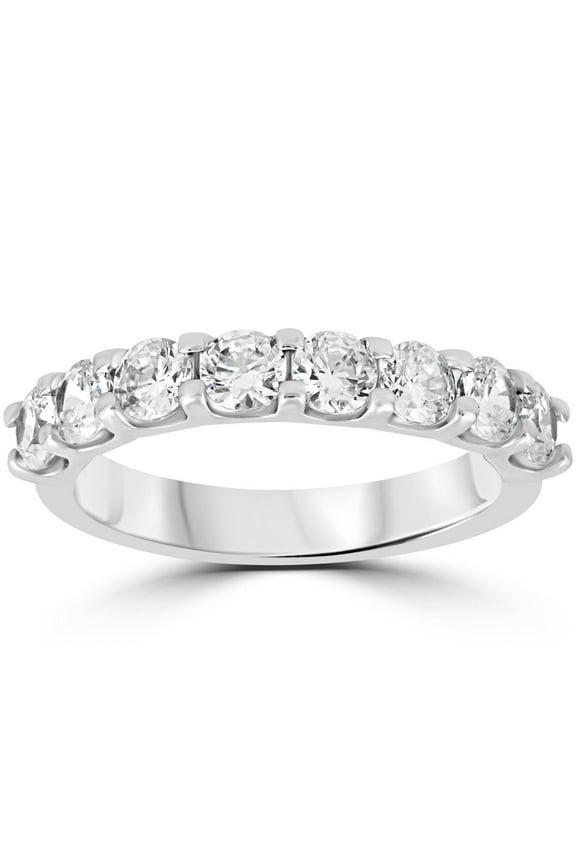 Pompeii 1 1/2 Ct U Shape Prong Diamond Wedding Ring 14K White Gold (H/I,I1-I2)