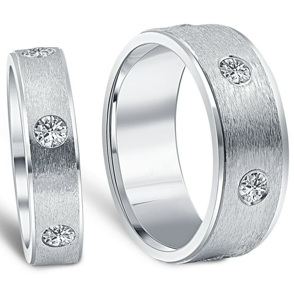 Pompeii3 1 1/2ct Matching His Hers Diamond Wedding Band Ring Set