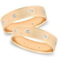 thumbnail image 1 of Pompeii3 Gold 2ct Comfort Brushed Diamond Wedding Ring Set, 1 of 4