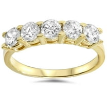 Pompeii 1 1/4ct Diamond Wedding 14k Yellow Gold Anniversary Ring 5-Stone High Polished