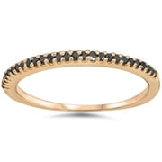 POMPEII3 Pompeii 1/10ct Black Diamond Stackable Ring 14K Rose Gold (Black,)