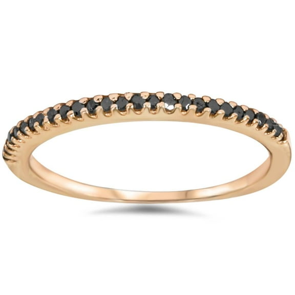 Pompeii 1/10ct Black Diamond Stackable Ring 14K Rose Gold (Black,)