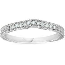 Pompeii 1/10ct Vintage Diamond Notched Wedding Ring 14K White Gold (H/I,I2)