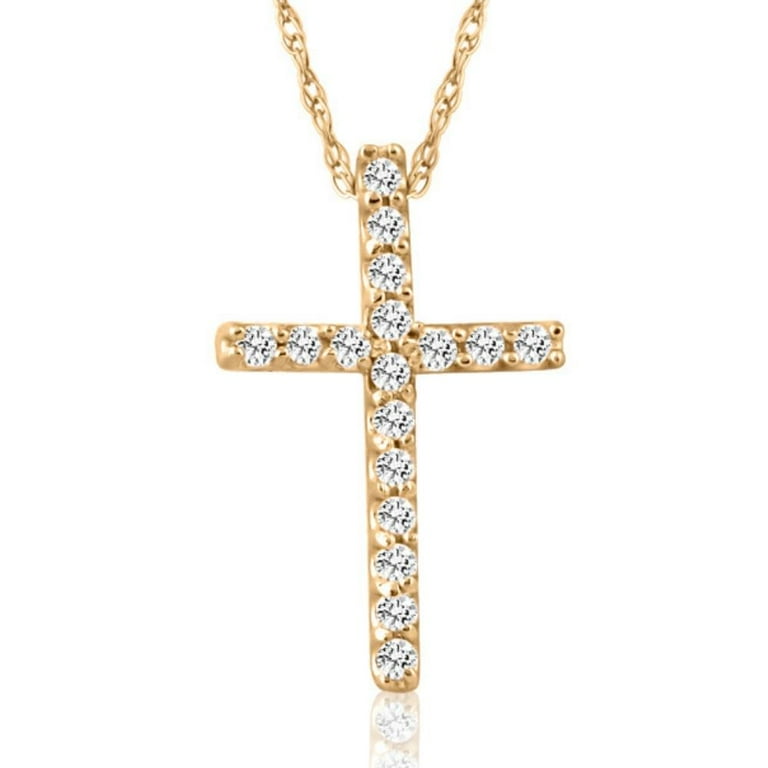 Pompeii3 1 10ct Diamond Cross Pendant 10K Yellow Gold Walmart