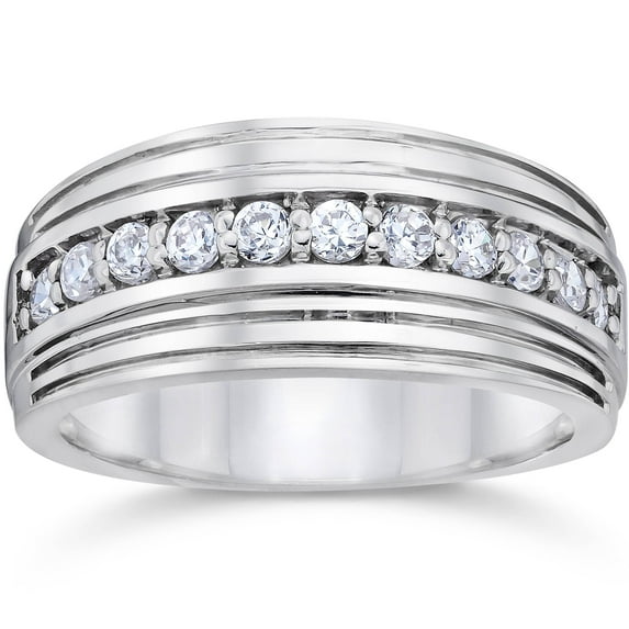 Pompeii 1/2 Carat Mens Diamond Wedding Ring 10K White Gold (H/I,I1-I2)
