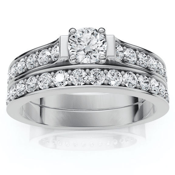 Pompeii 1/2ct Diamond Engagement Matching Wedding 14K White Gold Ring Set (G/H,I1)
