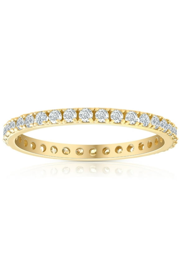 Pompeii 1/2 Ct Diamond Eternity Ring 10k Yellow Gold Womens Stackable Anniversary Band