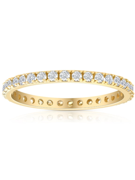 Pompeii 1/2 Ct Diamond Eternity Ring 10k Yellow Gold Womens Stackable Anniversary Band
