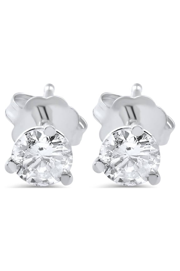 Pompeii 1/2ct Diamond Martini Stud Earrings 14K White Gold (H-I,I1-I2)