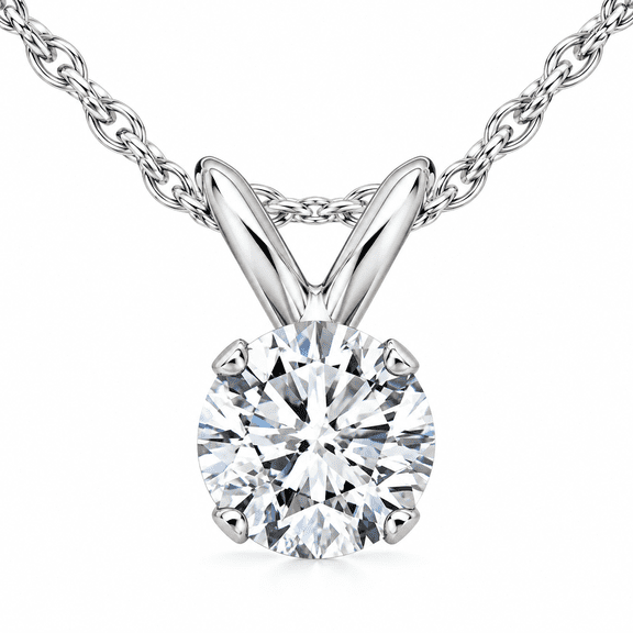 Pompeii 1/2Ct Diamond Solitaire Pendant Necklace 14k White Or Yellow Gold Lab Grown