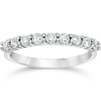 Pompeii 1/2ct Diamond Wedding Ring Half Eternity Wedding Band 14K White Gold (I/J,I2)