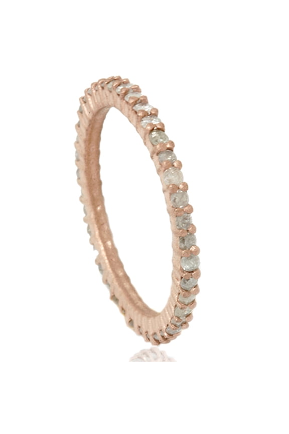 Pompeii 1/2ct Raw White Diamond Prong Set Eternity Ring 14K Rose Gold (I/J,I3)