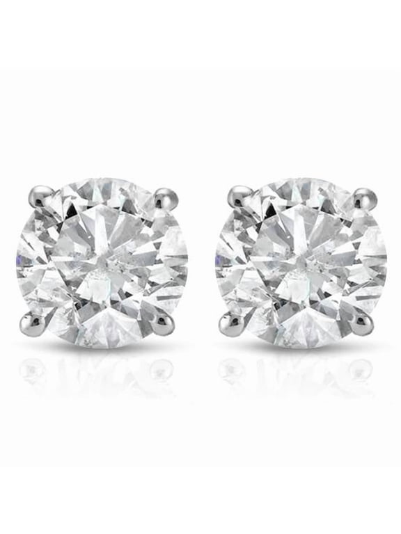 Pompeii 1/2Ct Round Diamond Studs Earrings in 14K White Or Yellow Gold Basket Setting