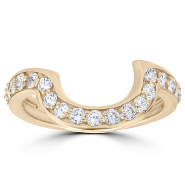 Pompeii3 1/2Cttw Women's 14k Yellow Gold Diamond Curved Contour Band For Forever Us 2 Stone Ring