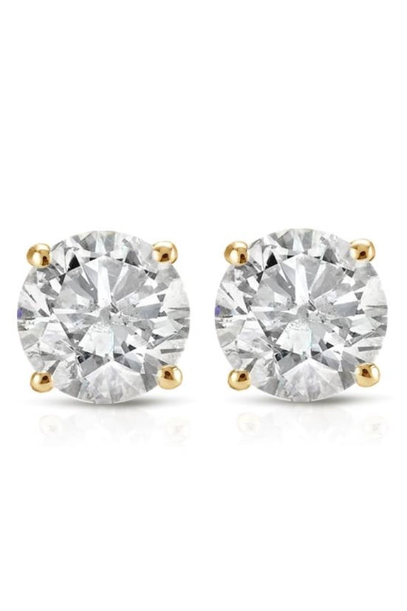 Pompeii 1 1/2 Cttw Yellow Gold Round Cut Diamond Studs Earrings Screw Back (K-L,I2-3)