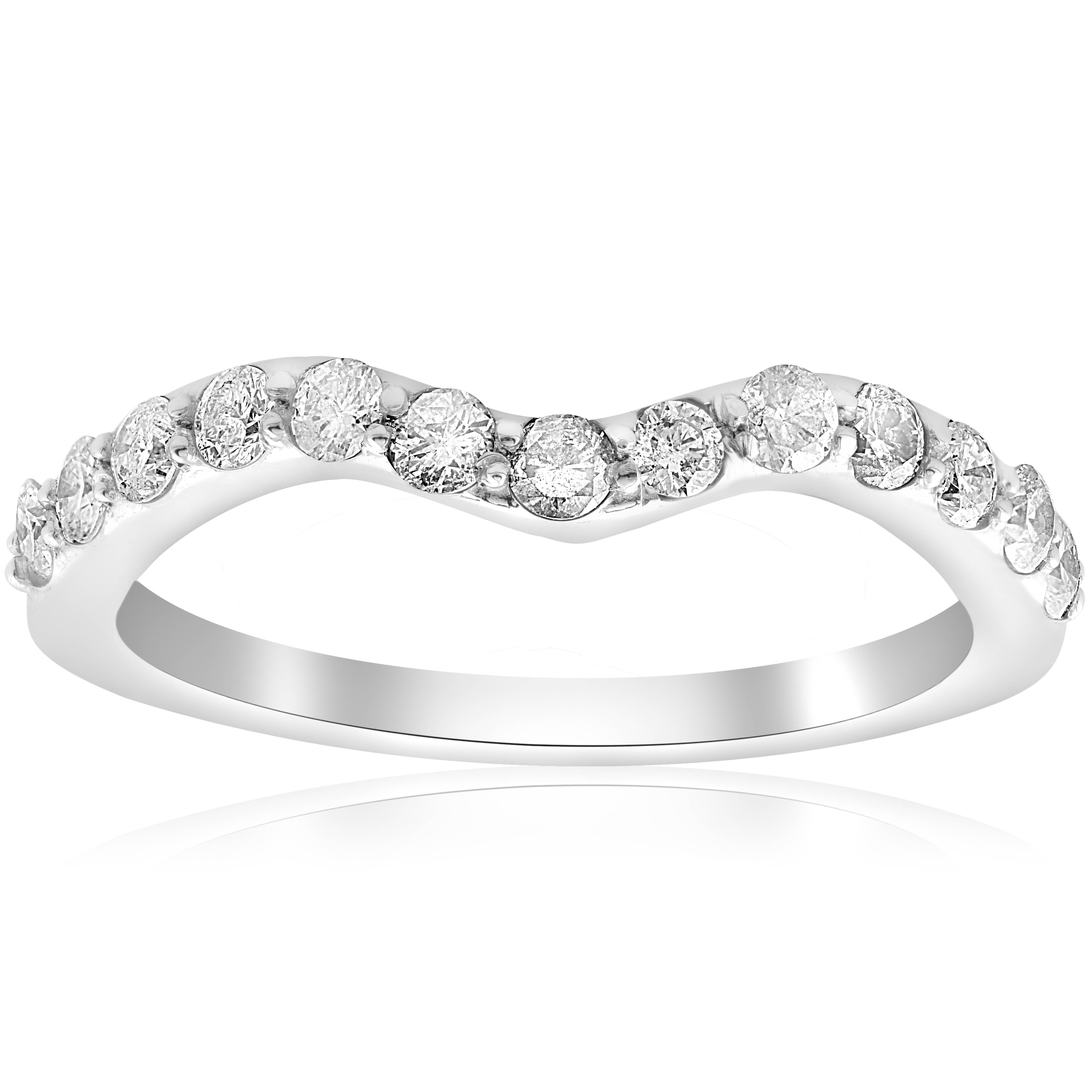 Pompeii3 1/2ct Curved Diamond Notched Wedding Ring Enhancer 14K White Gold