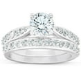thumbnail image 1 of Pompeii 1 3/4Ct Diamond Engagement Matching Wedding Ring Set 14k White Gold (H/I,SI1-SI2), 1 of 6