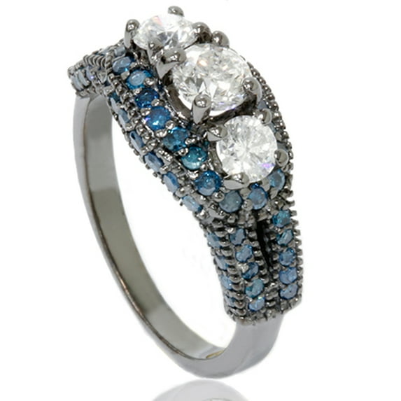 Pompeii3 1 3/4ct Blue & White Diamond Vintage Engagement Ring