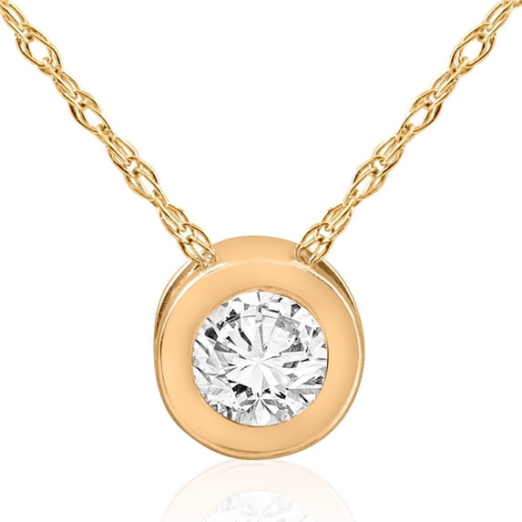 Pompeii 1/3 Ct Diamond Round Brilliant Cut Solitaire Pendant Necklace 14K Yellow Gold