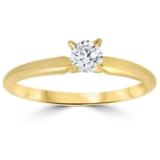Pompeii 1/3ct Round Diamond Solitaire Engagement Ring 14k Yellow Gold G/H,I1