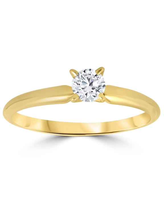 Pompeii 1/3ct Round Diamond Solitaire Engagement Ring 14k Yellow Gold (G/H,I1)