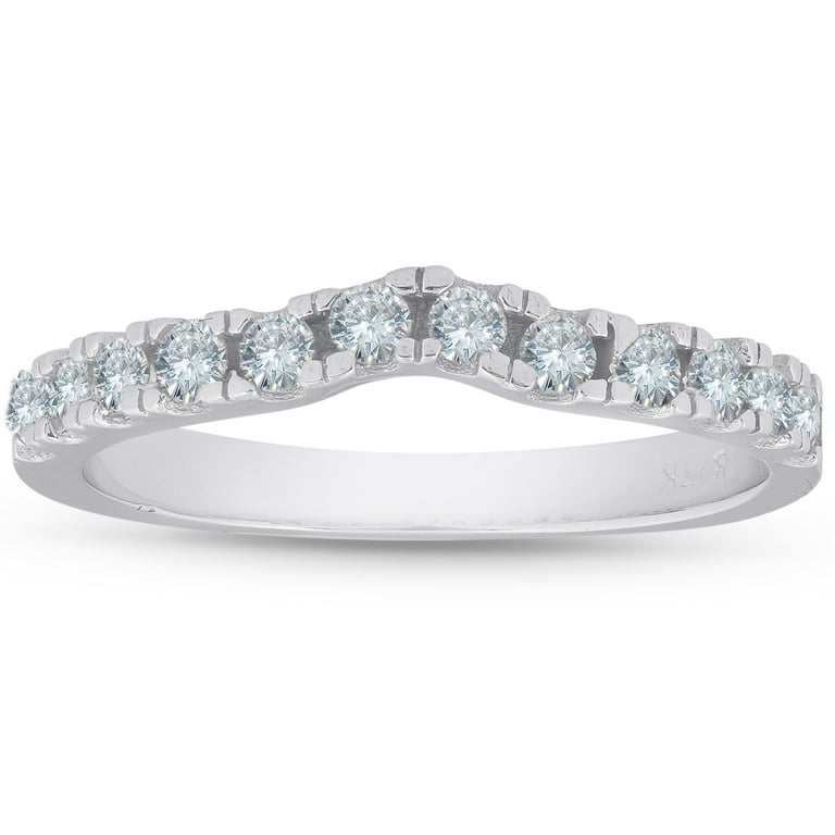 Pompeii3 1 3ct Curved Diamond Wedding Guard Ring 14K White Gold