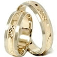 thumbnail image 1 of Pompeii3 Gold Matching His Hers Swiss Cut Wedding Band Ring Set, 1 of 3