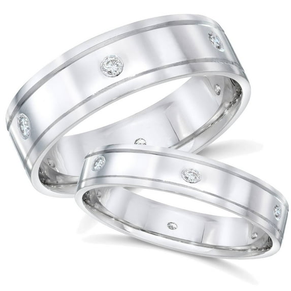 Pompeii3 1/3ct Matching His Hers Diamond Wedding 14K Gold Rings